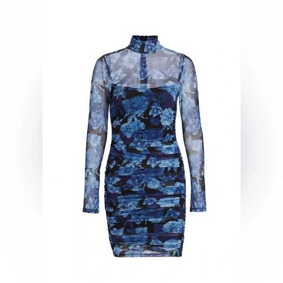 knee length dresses for ladies Green Bubble Fabric Lace-Up Turtleneck Short Dress main image 0
